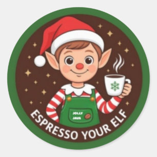 Sticker Rond Espresso Votre Elfe