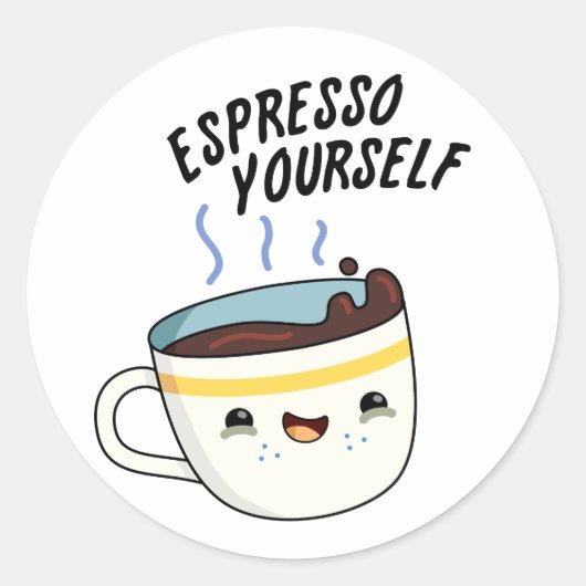 Sticker Rond Espresso Yourself amusant jeu de café (Devant)
