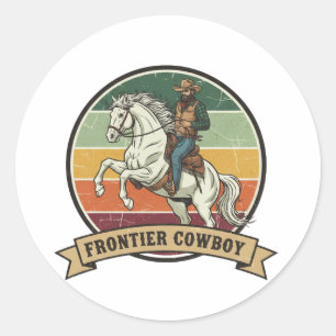 Sticker Rond Esprit Cowboy de la Frontière
