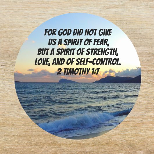 Sticker Rond Esprit d'amour Pas de peur 2 Timothée 1:7 Verse de