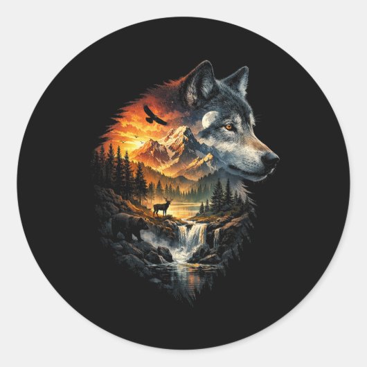 Sticker Rond Esprit de la nature sauvage (Devant)