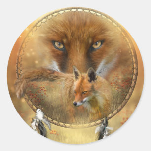 Sticker Rond Esprit de l'autocollant d'art de Fox rouge