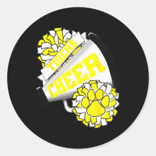Sticker Rond Esprit d'équipe de cheerleading des Tigres pour la