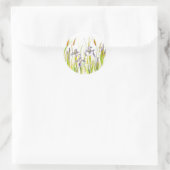 Sticker Rond Esquisse d'aquarelle Fleur sauvage Iris violet sau (Sac)