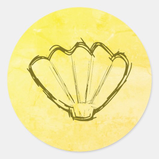 Sticker Rond Esquisse De Coquillages Sur Papier Ancien (Devant)
