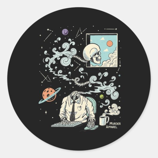 Sticker Rond Esquisse de la squelette ADHD 61 (Devant)