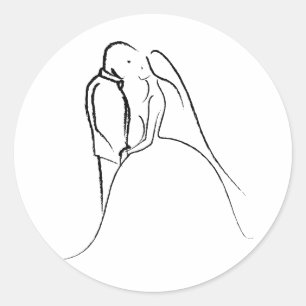 Sticker Rond Esquisse de mariée et de chambre