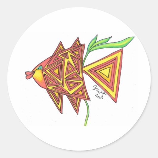 Sticker Rond Essayer le poisson d'angle (Devant)