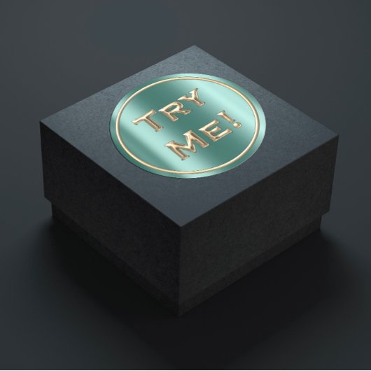 Sticker Rond Essayer Me Faux Gold Turquoise Tester Exemple Cont