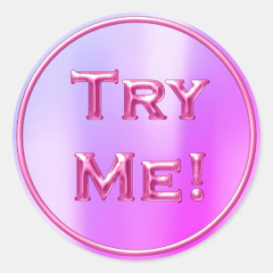 Sticker Rond Essayer Me Ombre Fuchsia Tester rose Exemple Conte