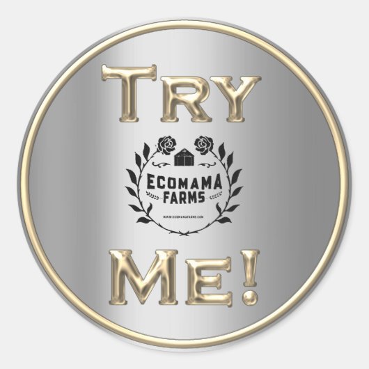 Sticker Rond Essayez Coffee Logo Gold SilverTester Exemple Cont (Devant)