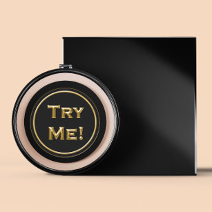 Sticker Rond Essayez-Moi Black Gold Pour Votre Tester Exemple C