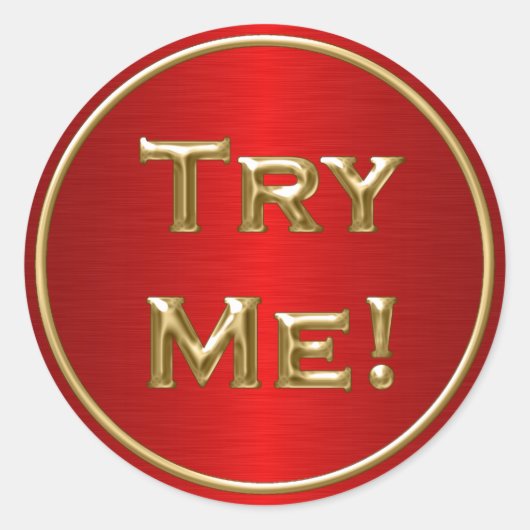 Sticker Rond Essayez-Moi Black Gold Red Pour Tester Exemple Con (Devant)