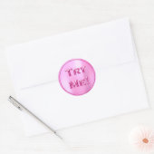 Sticker Rond Essayez-moi Candy Fuchsia Tester rose Exemple Cont (Enveloppe)