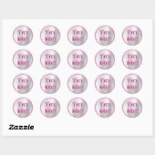 Sticker Rond Essayez-moi Grey Fuchsia Pink Tester échantillon C (Feuille)