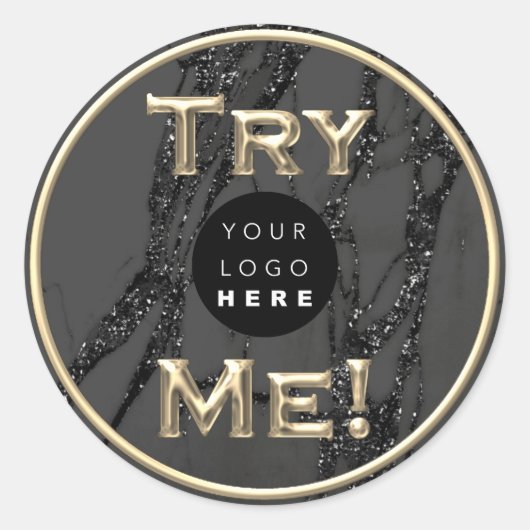 Sticker Rond Essayez-moi Logo Gold Tester Exemple Conteneur Noi (Devant)