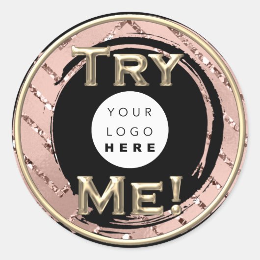 Sticker Rond Essayez-moi Logo Rose Black Tester Exemple Contene (Devant)