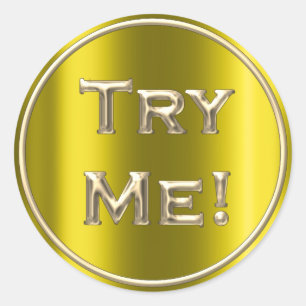 Sticker Rond Essayez-moi Mustard Yellow Gold Tester Exemple Con