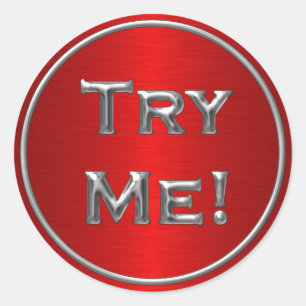 Sticker Rond Essayez-Moi Noir Rouge Argent Pour Tester Exemple 
