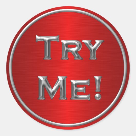 Sticker Rond Essayez-Moi Noir Rouge Argent Pour Tester Exemple (Devant)