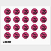 Sticker Rond Essayez-moi Parties scintillant Black Pink Tester  (Feuille)
