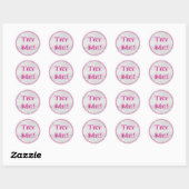 Sticker Rond Essayez-moi Parties scintillant Grey Pink Tester E (Feuille)