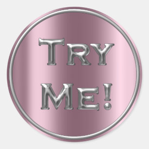 Sticker Rond Essayez-moi Pink Purple Silver Tester Exemple Cont