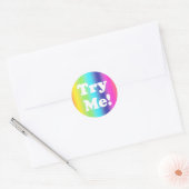 Sticker Rond Essayez-moi Rainbow Pink Tester exemple Conteneur (Enveloppe)