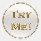 Sticker Rond Essayez-Moi Silver Gold Pour Tester Conteneurs Éch (Devant)