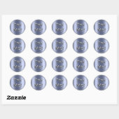 Sticker Rond Essayez-moi Silver Grey Blue Tester Containers d'é (Feuille)