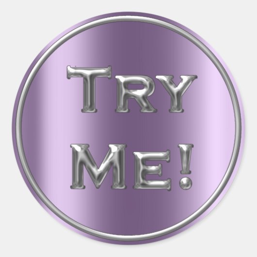 Sticker Rond Essayez-moi Silver Violet Tester Exemple Conteneur (Devant)