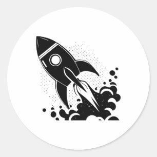 Sticker Rond Essence des fusées en noir et blanc