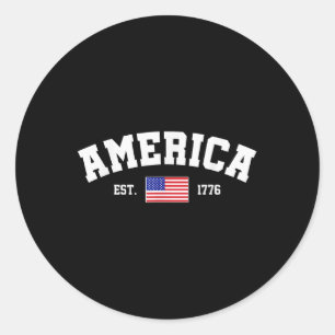 Sticker Rond Est 1776 Drapeau américain patriotique 4 juillet A