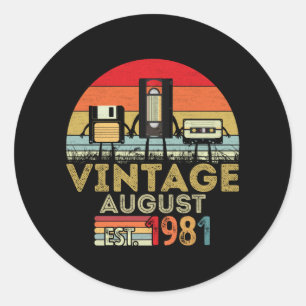 Sticker Rond EST 1981 Vintage 40e anniversaire Août