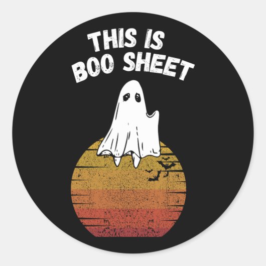 Sticker Rond Est Boo Sheet Ghost Retro Halloween Costume facile (Devant)