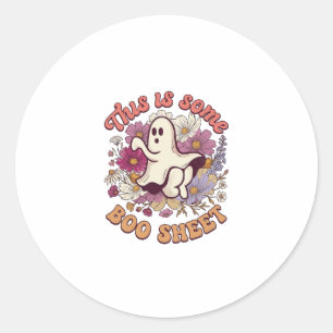 Sticker Rond Est-ce que Some Boo Sheet Ghost Retro Flowers_1