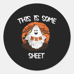 Sticker Rond Est-Ce Une Boite Feuille Halloween Ghost Drôle Cad