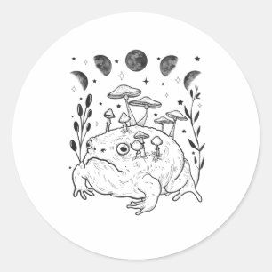 Sticker Rond Esthétique de grenouille sorcière lunaire académiq