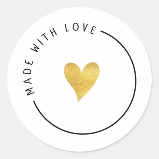 Sticker Rond Esthétique dorée faite avec amour  (Devant)