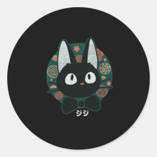 Sticker Rond Esthétique Kawaii Jiji Chat Visage Lover Japonais 