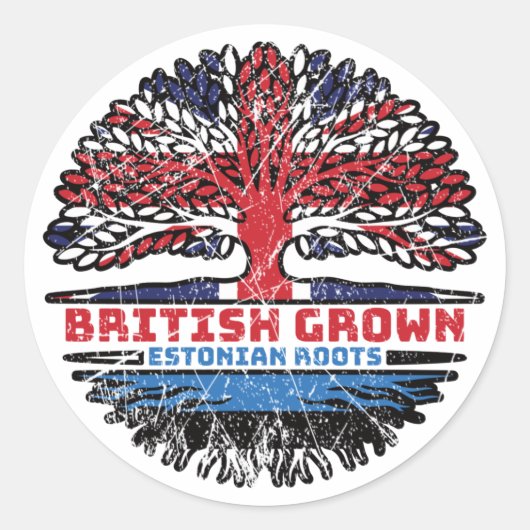 Sticker Rond Estonia Estonian British UK Tree Roots (Devant)