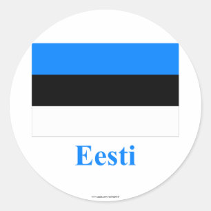 Sticker Rond Estonie Drapeau avec nom en estonien