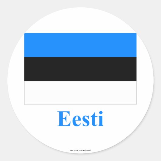 Sticker Rond Estonie Drapeau avec nom en estonien (Devant)