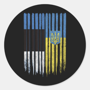Sticker Rond Estonie Ukraine Estonien Ukrainien Drapeau