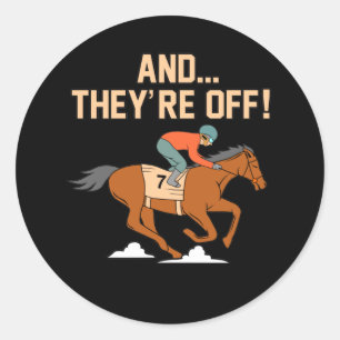 Sticker Rond Et ils sont hors cheval Racing Barrel Racer Chevau