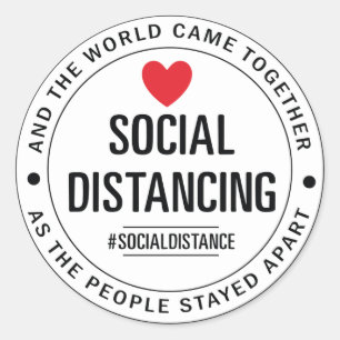 Sticker Rond Et le Monde s'est réuni alors que les gens restaie