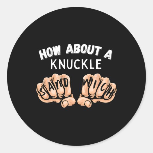 Sticker Rond Et Un Sandwich Knuckle - Poignard De Boxe (Devant)