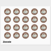 Sticker Rond Et Une Date Café ? (Feuille)