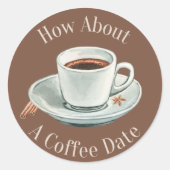 Sticker Rond Et Une Date Café ? (Devant)