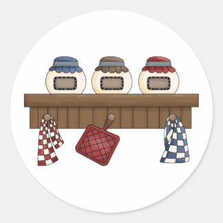 Sticker Rond Étagère cuisine de campagne